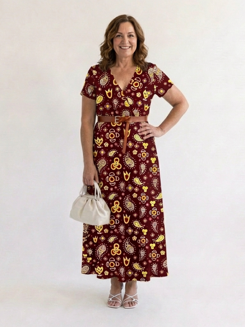 Lyra™ | Elegant Floral V-Neck Midi Dress