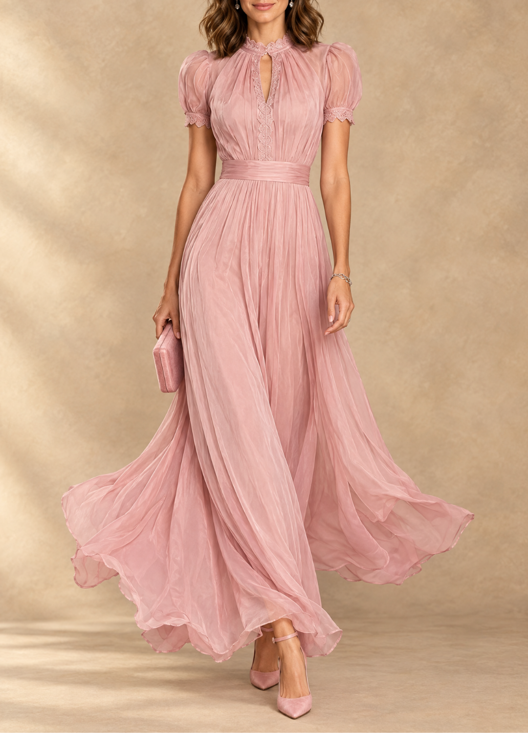 Elia™ | Gathered Waist Keyhole Maxi Dress