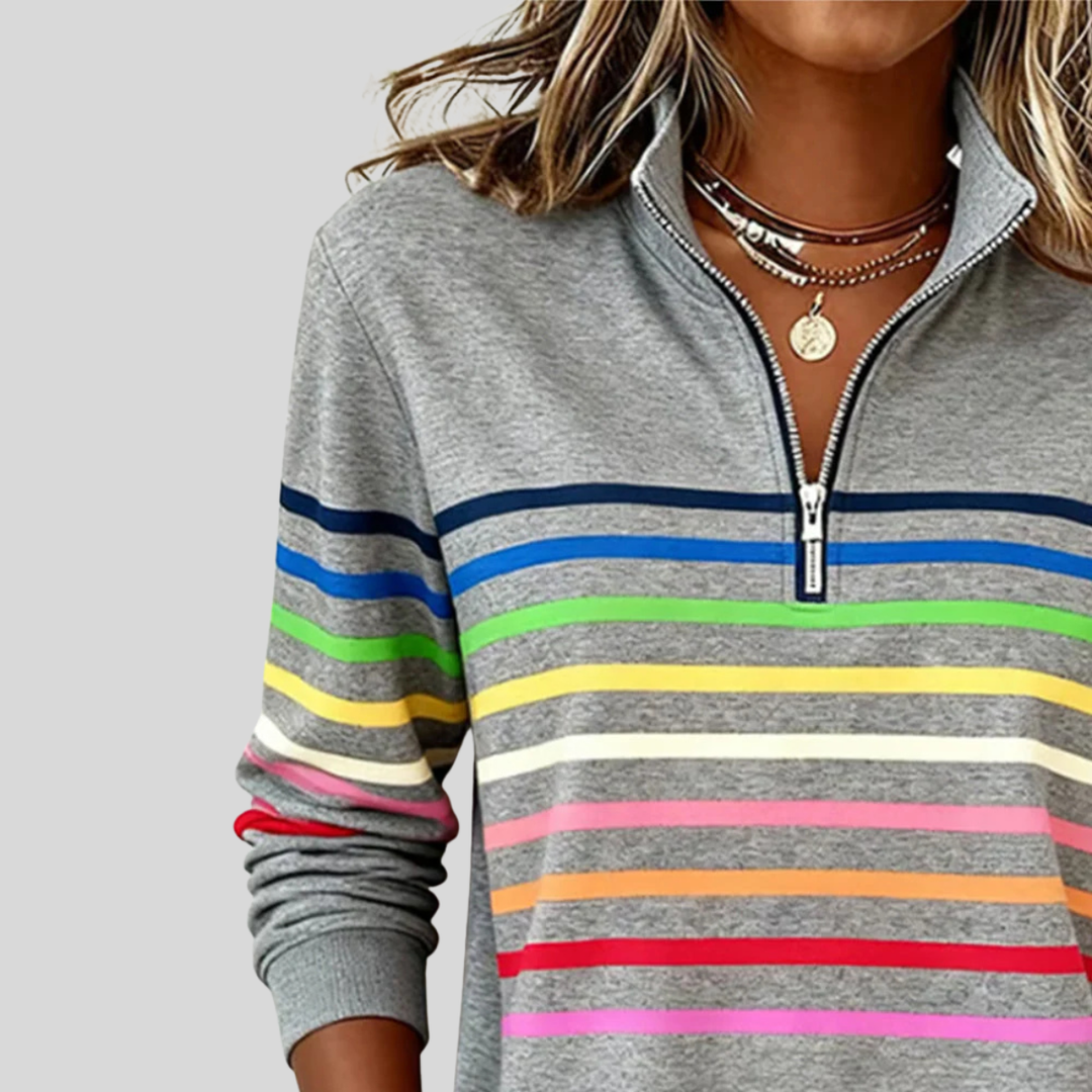 Corabelle™ | Striped Quarter-Zip Sweatshirt