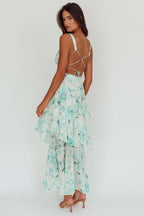 Strappy Back Ruffle Midi Dress