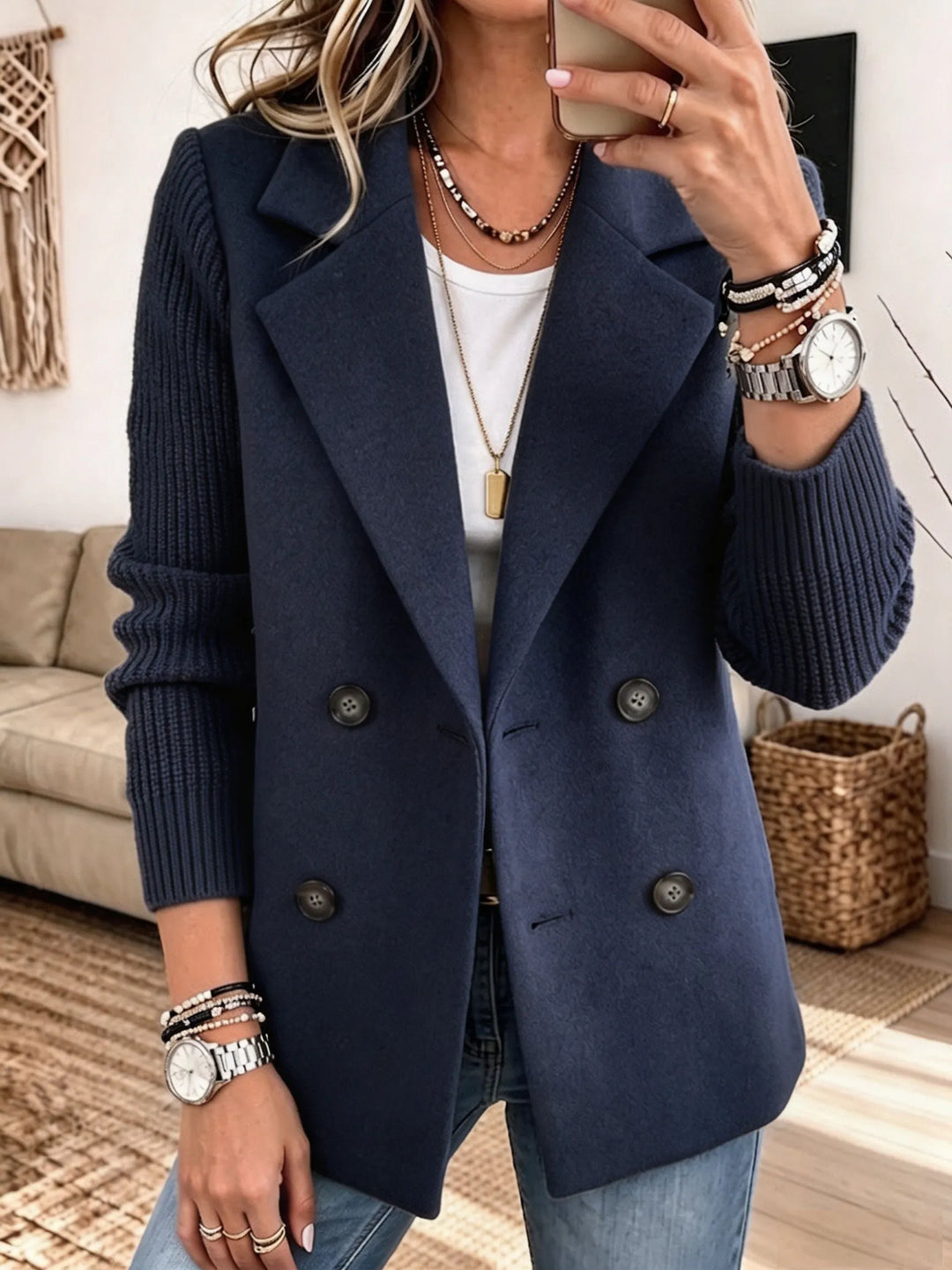 Carla™ Elegant Cozy Knit Sleeve Blazer
