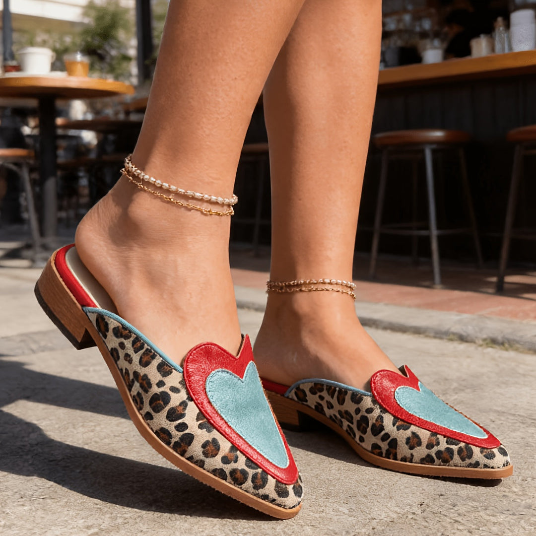 Perlia™ | Backless Mules with Leopard Print