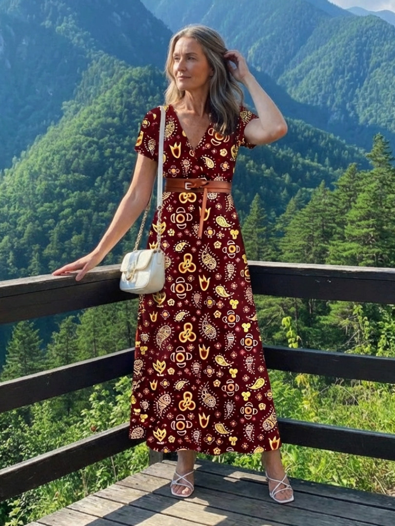 Lyra™ | Elegant Floral V-Neck Midi Dress