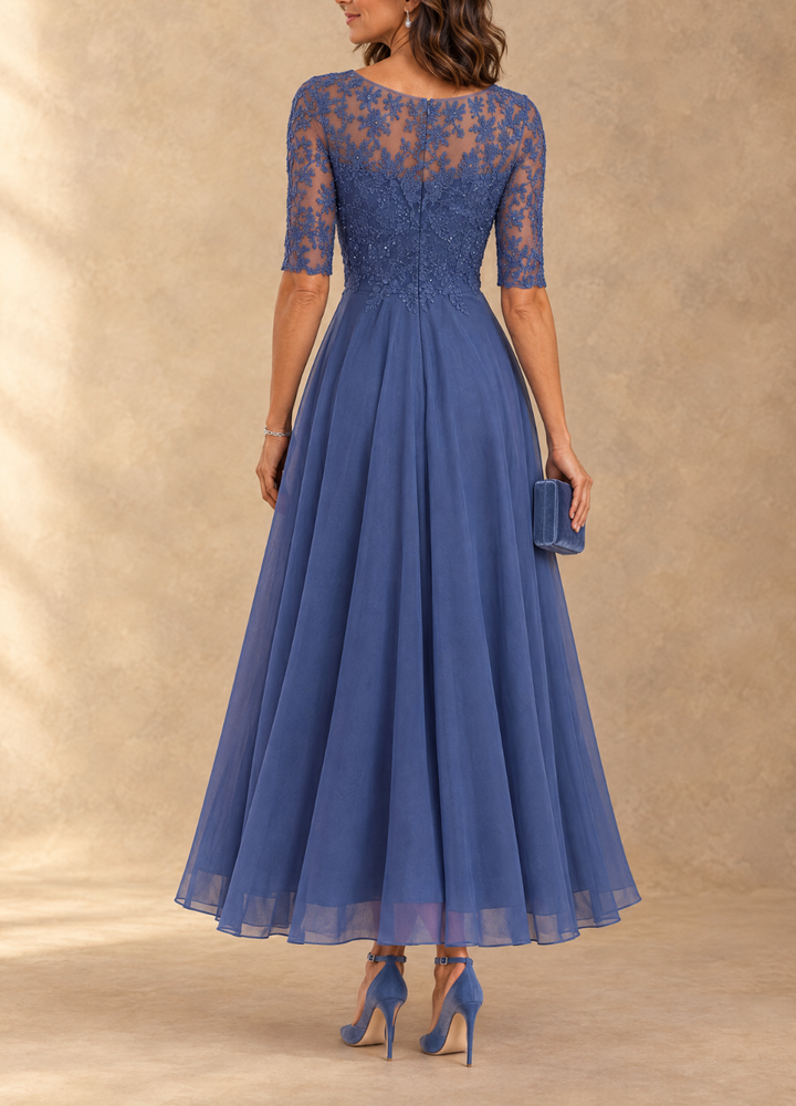 Abella™ | Tea-length dress with fitted bodice and flowing skirt