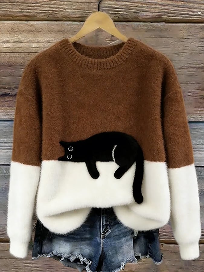 Aileen™ Cat Print Sweater