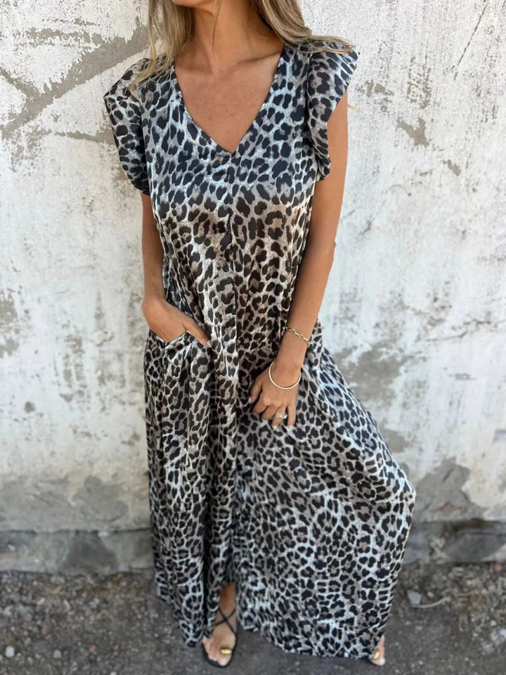 Full Size V-Neck Cap Sleeve Wide Leg Jumpsuit Plus Size
