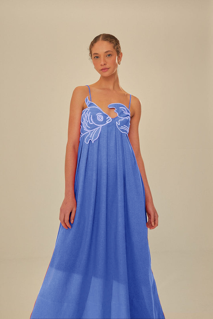 Red Fish Top Maxi Dress