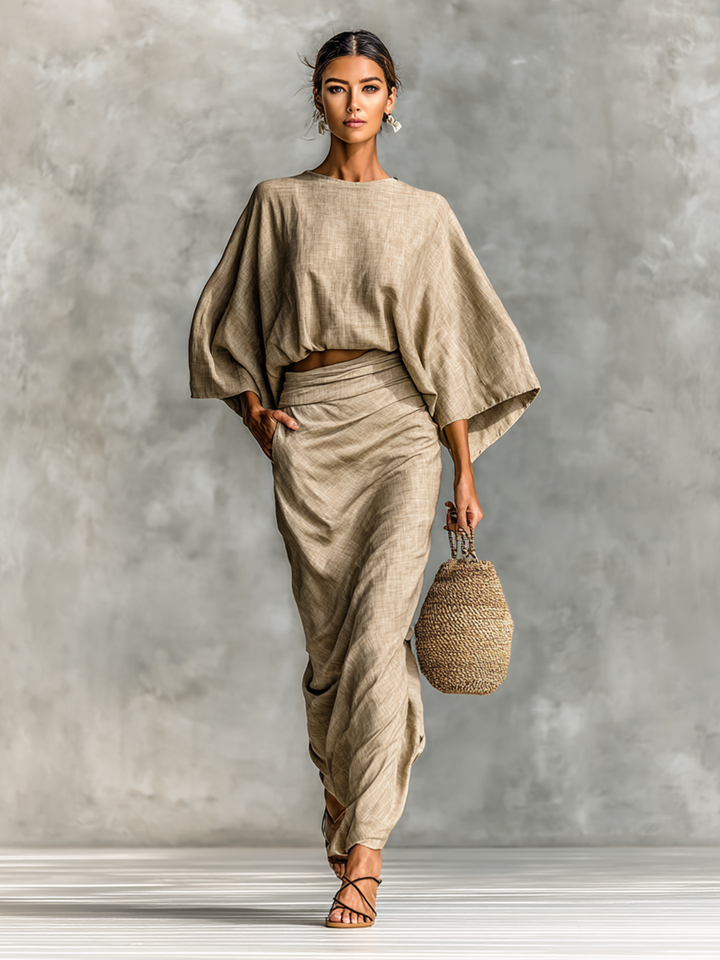 Selene™ | Soft Batwing Top and Maxi Skirt Two-Piece Set