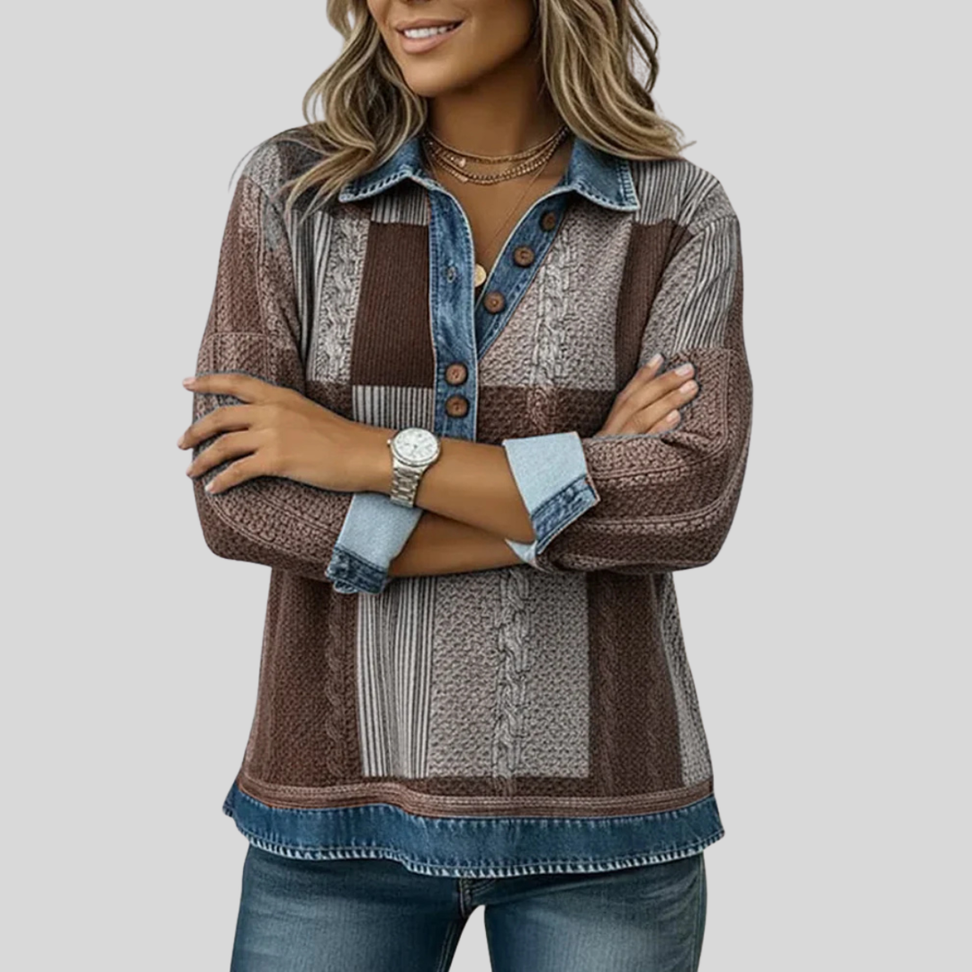 Hattie™ | Patchwork Collared Pullover