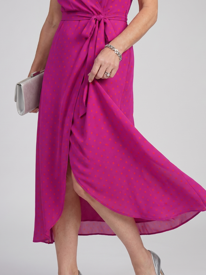 Priya™ | Short Sleeve Floral Wrap Midi Dress