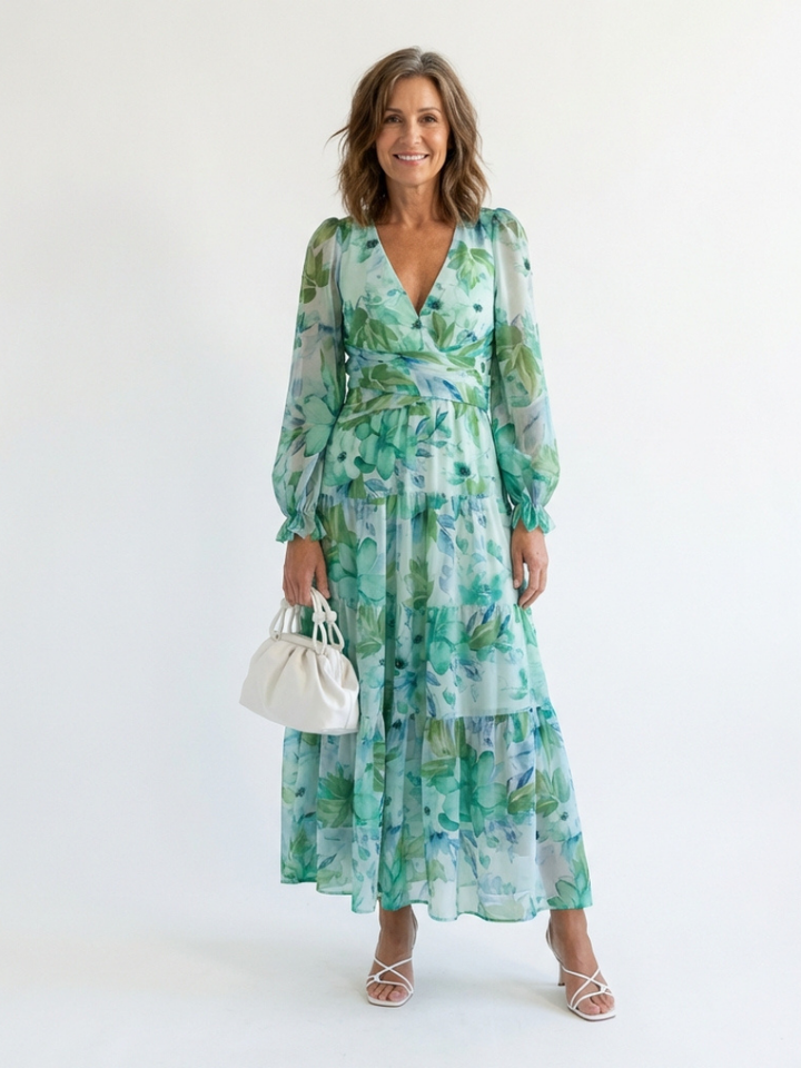Althea™ | Long Sleeve Floral Maxi Dress