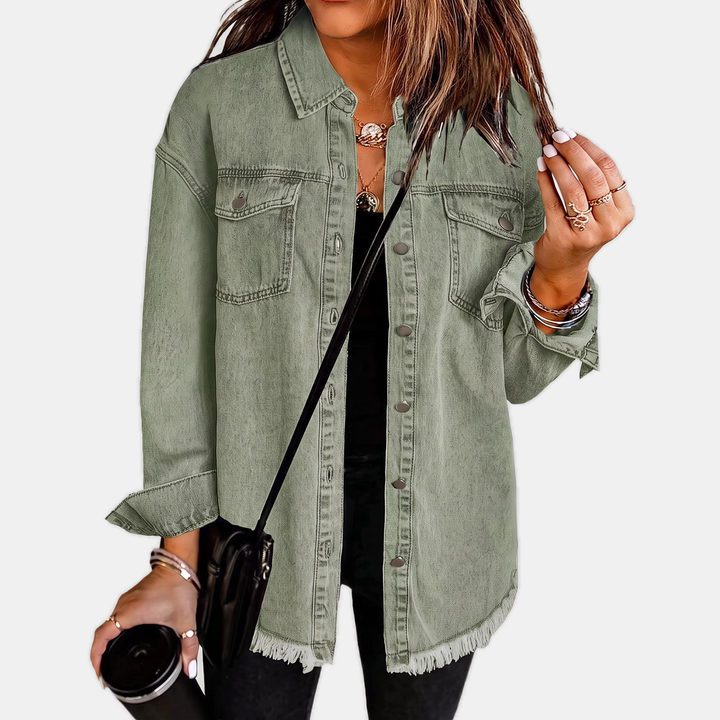 Raw Hem Washed Denim Jacket