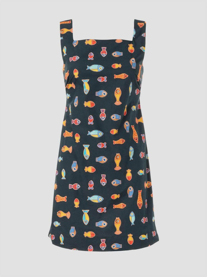 Fish Print Playful Mini Dress
