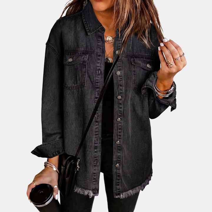 Raw Hem Washed Denim Jacket
