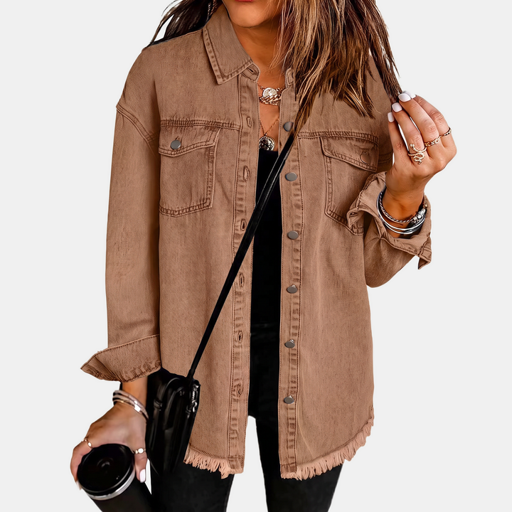 Raw Hem Washed Denim Jacket