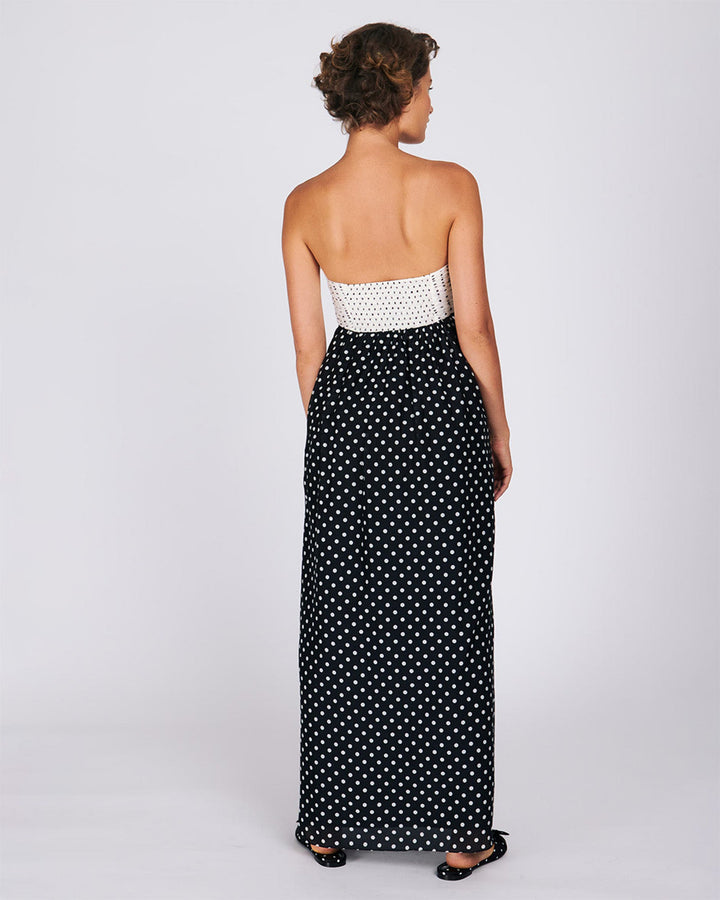 Celia Polka Dot Strapless Maxi Dress