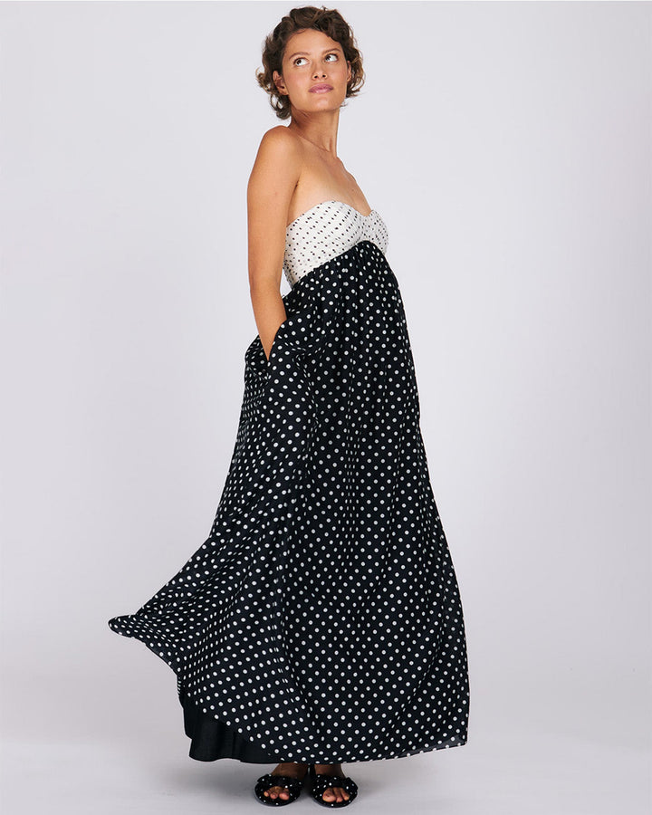 Celia Polka Dot Strapless Maxi Dress