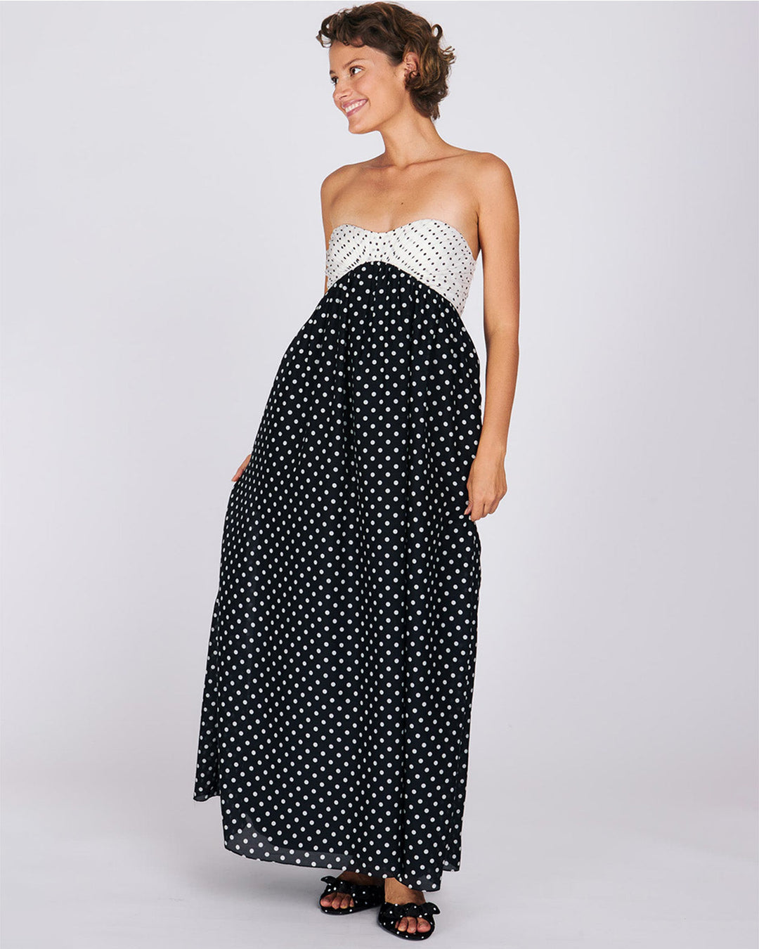 Celia Polka Dot Strapless Maxi Dress