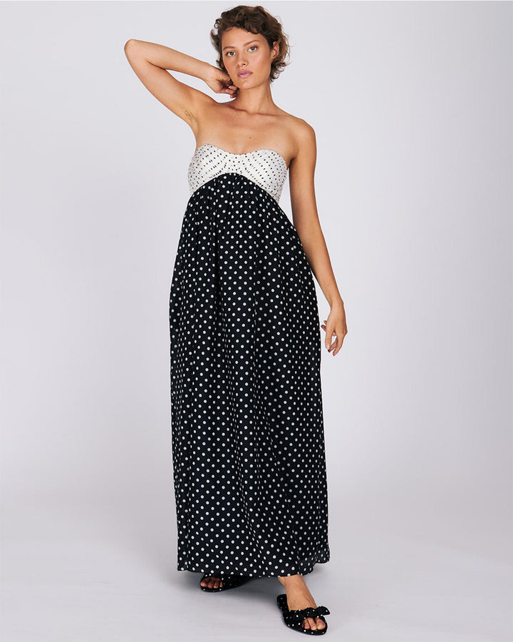Celia Polka Dot Strapless Maxi Dress