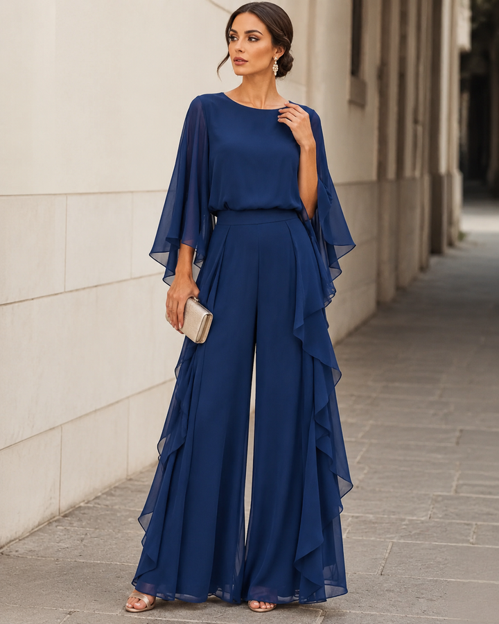 Lieke™ Cape-Sleeve Top &amp; Ruffled Skirt Set