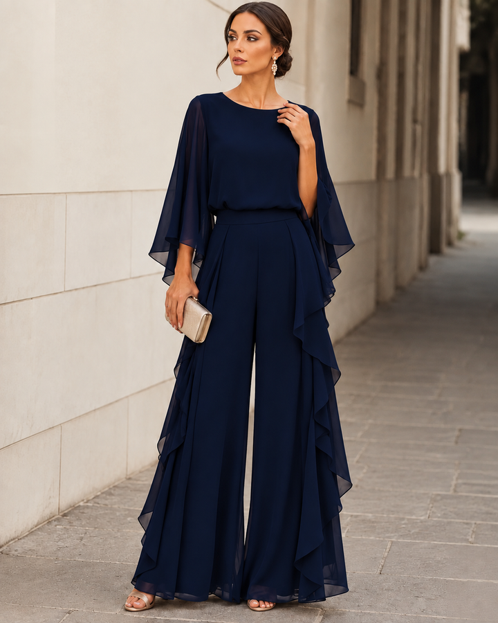 Lieke™ Cape-Sleeve Top &amp; Ruffled Skirt Set