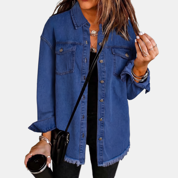 Raw Hem Washed Denim Jacket
