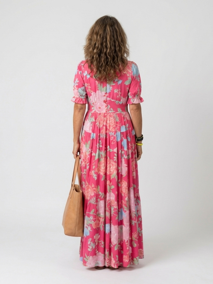 Ione™ | Short Sleeve V Neck Floral Midi Dress
