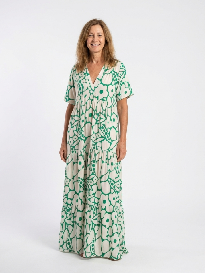 Zuleika™ | Short Sleeve V Neck Floral Midi Dress