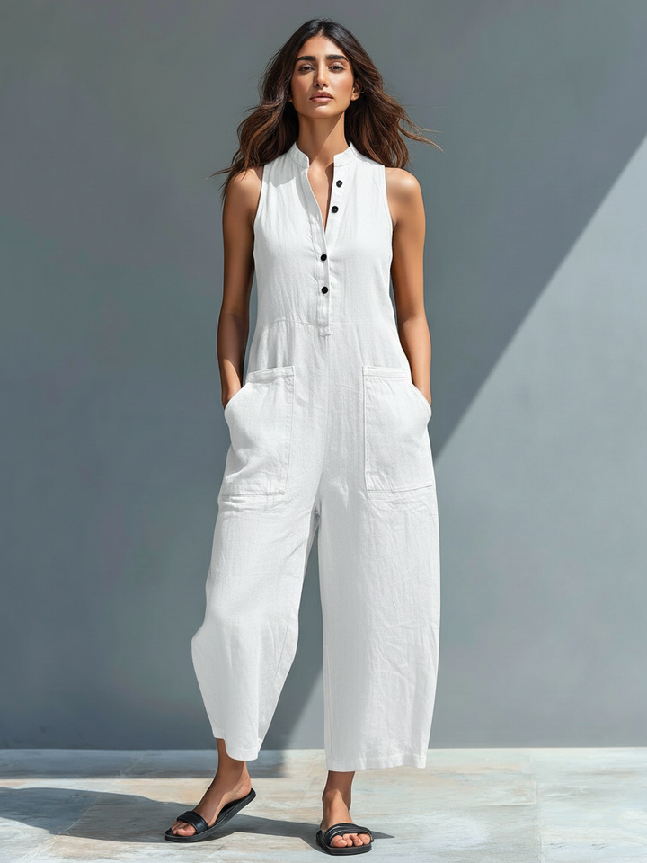 Rochelle™ | Minimalist Jumpsuit with High Collar and Buttons
