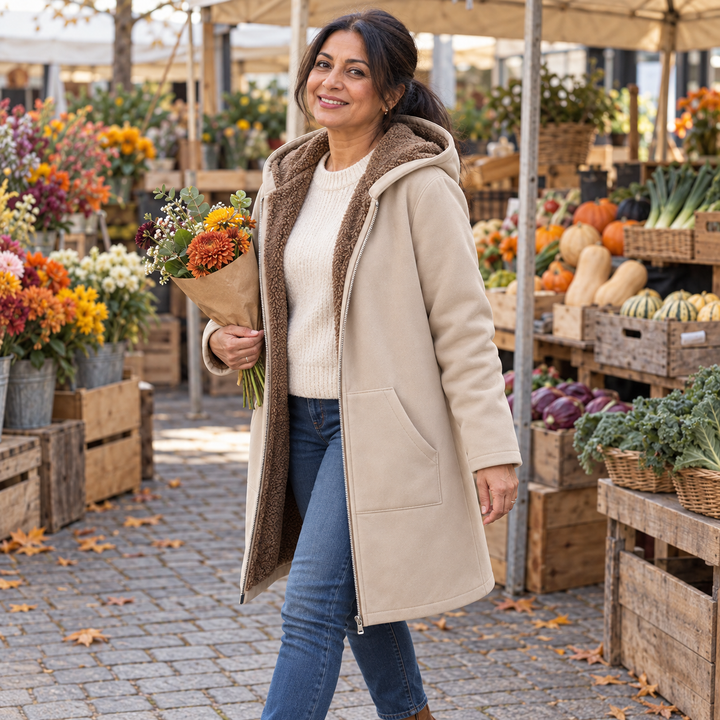 Beatrice™ Sherpa-Lined Hooded Coat