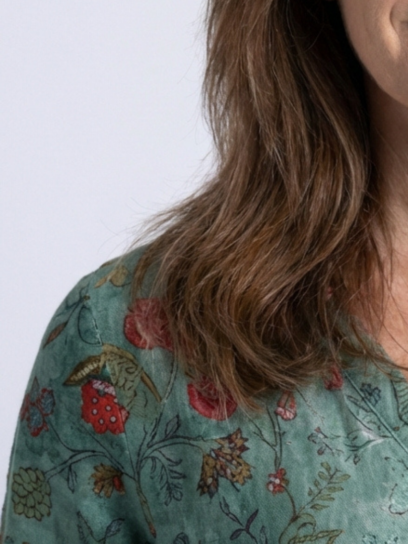 Marina™ | Floral V Neck Three Quarter Sleeve Maxi Dress