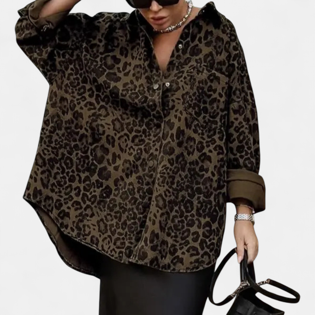 Leonora Vintage Leopard Print Blouse