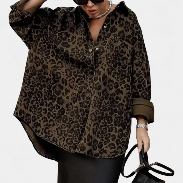 Leonora Vintage Leopard Print Blouse