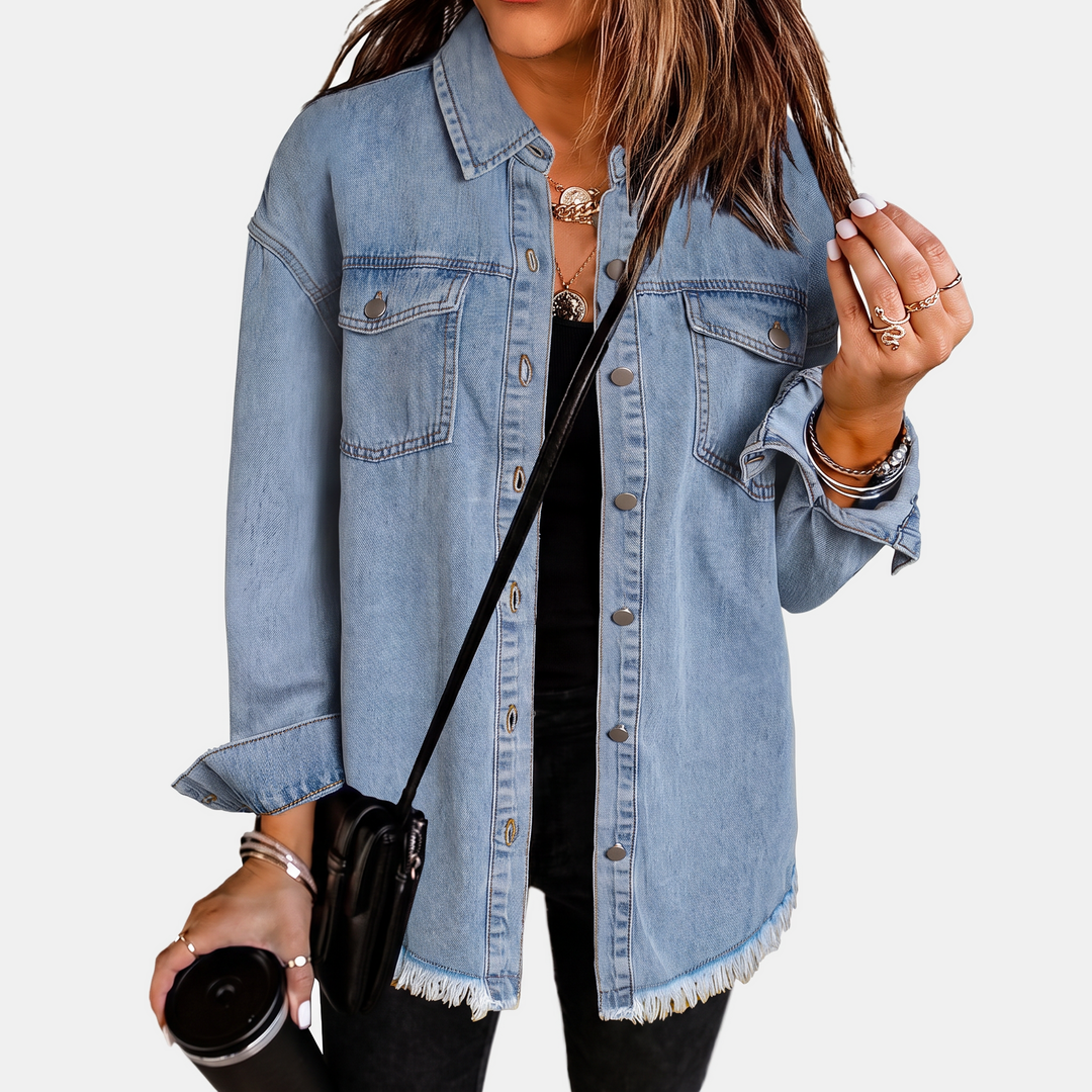 Raw Hem Washed Denim Jacket