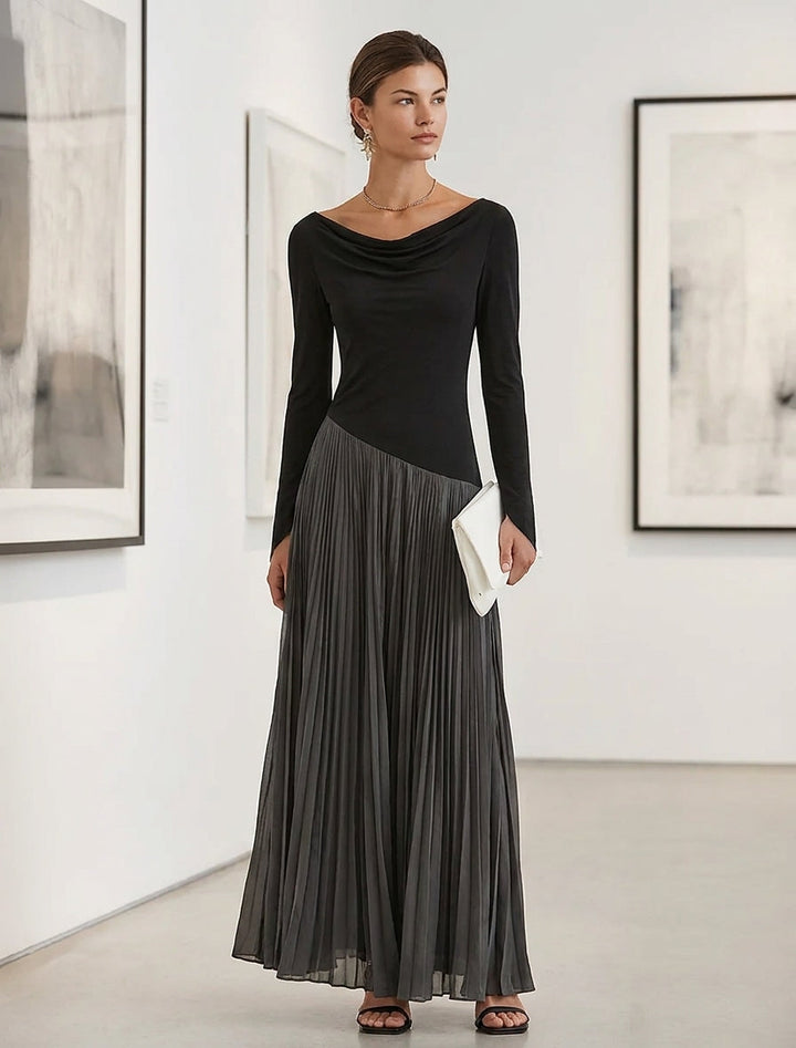 Serena | Draped Color-Block Maxi Dress