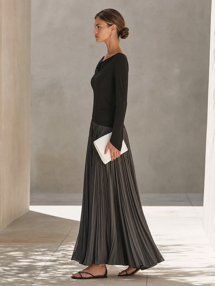 Serena | Draped Color-Block Maxi Dress