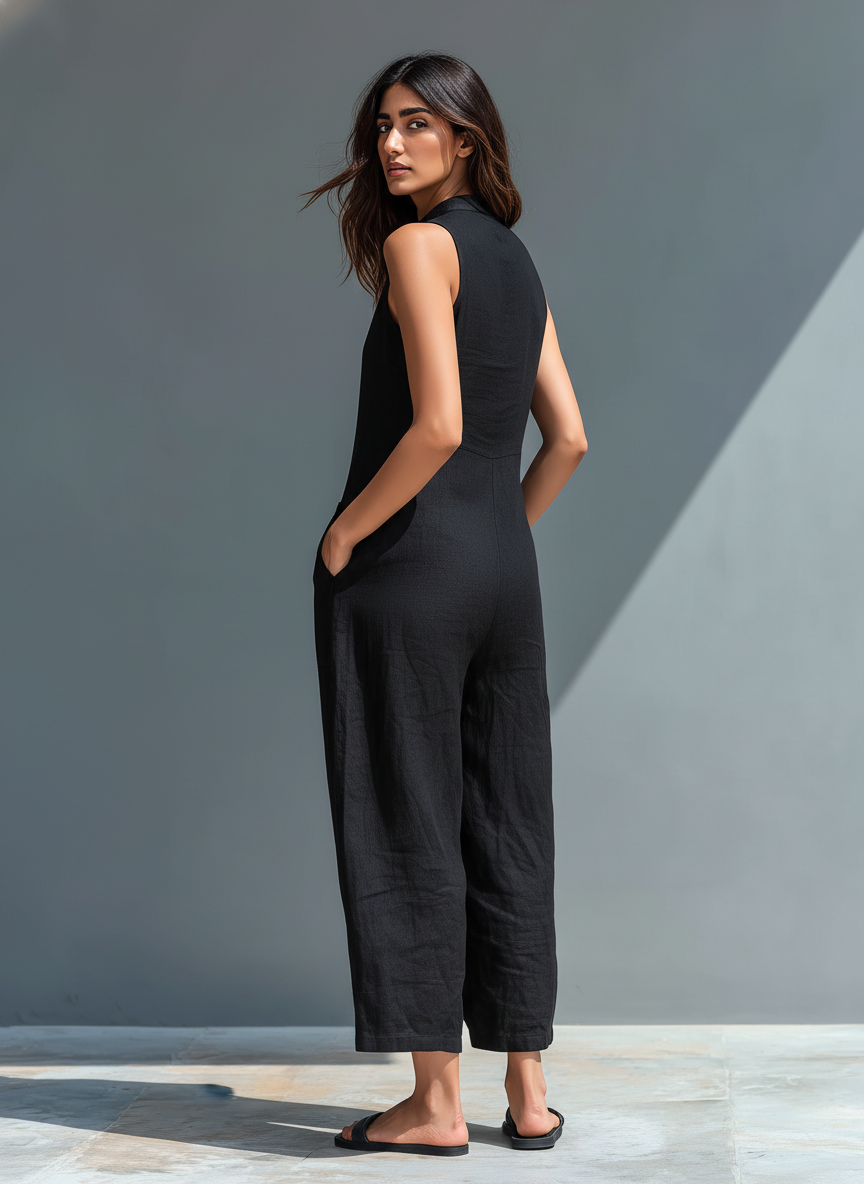 Rochelle™ | Minimalist Jumpsuit with High Collar and Buttons