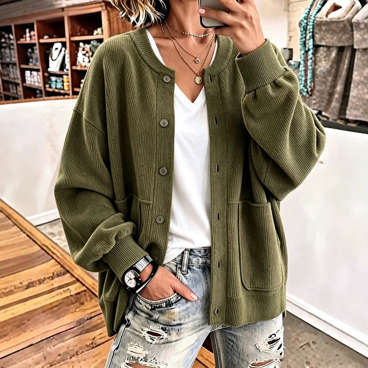 Rosie™ Oversized Ribbed Button Jacket
