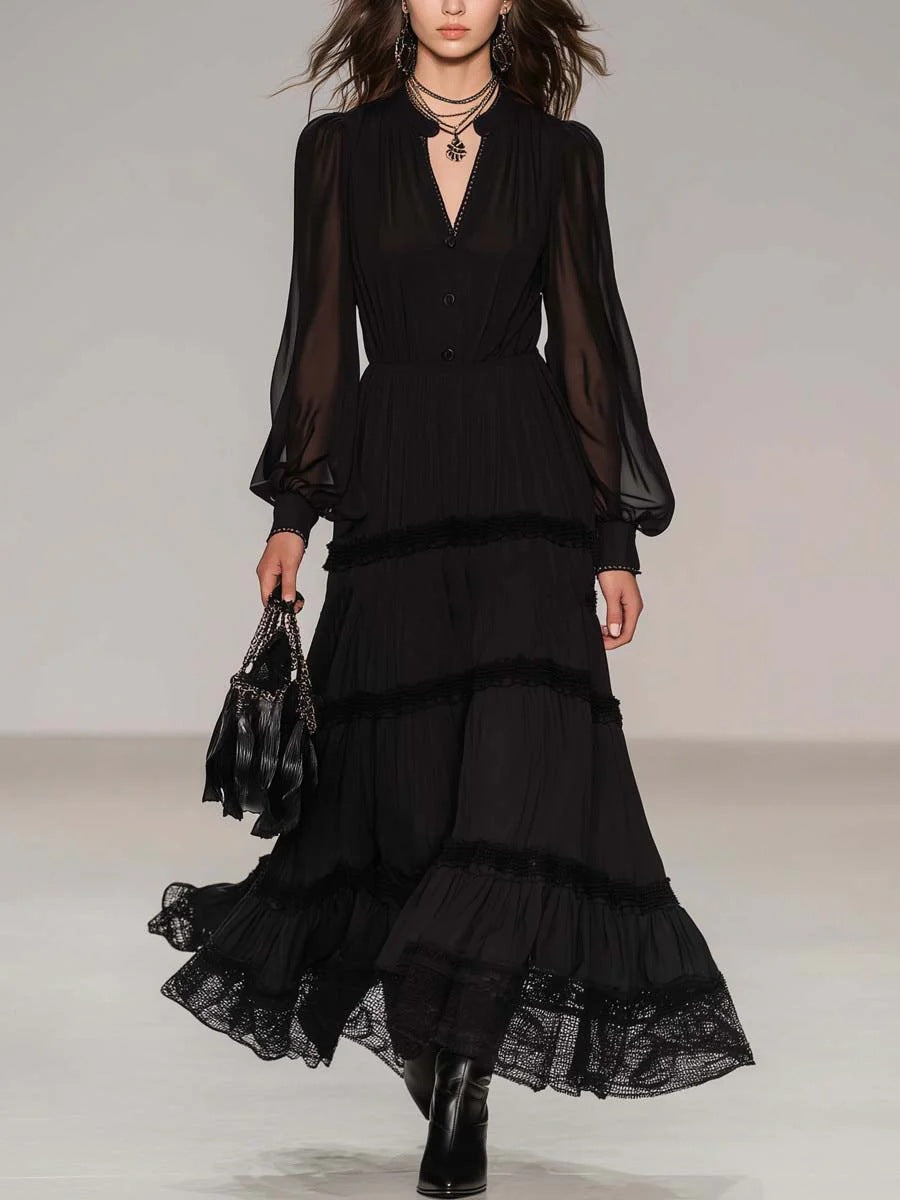Roos™ Lace-Tiered Maxi Dress