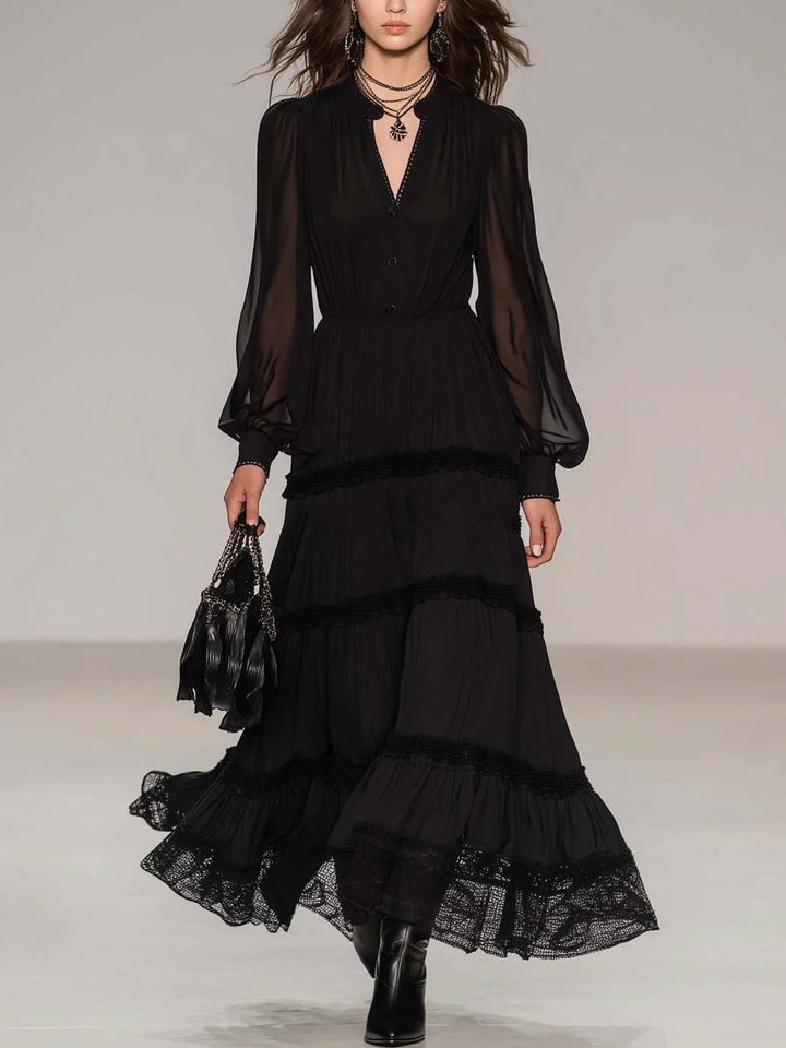 Roos™ Lace-Tiered Maxi Dress