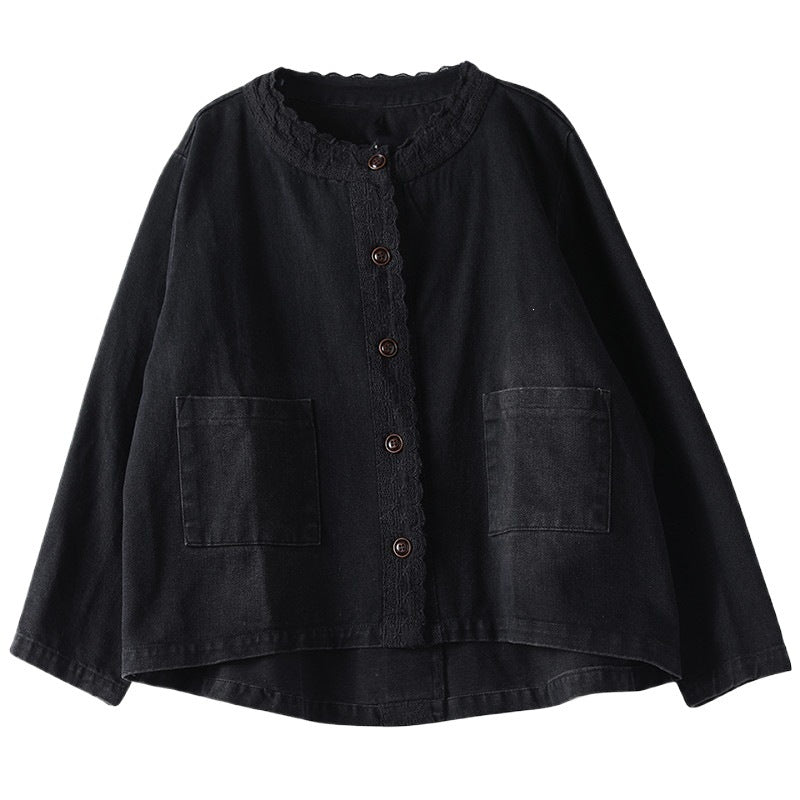 Hettie™ Scalloped-Trim Button Overshirt