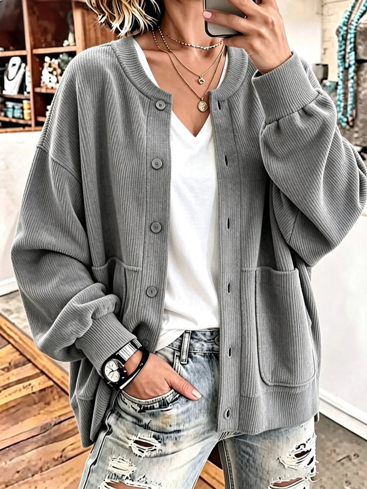 Rosie™ Oversized Ribbed Button Jacket