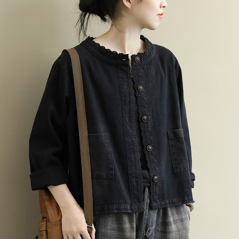 Hettie™ Scalloped-Trim Button Overshirt