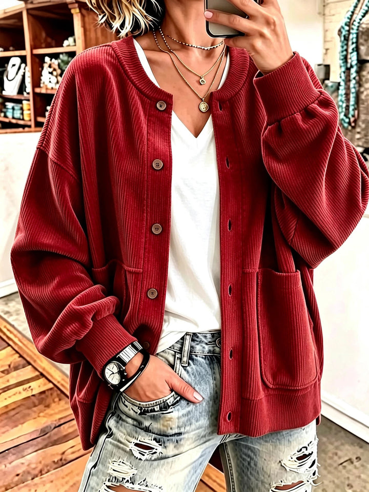 Rosie™ Oversized Ribbed Button Jacket