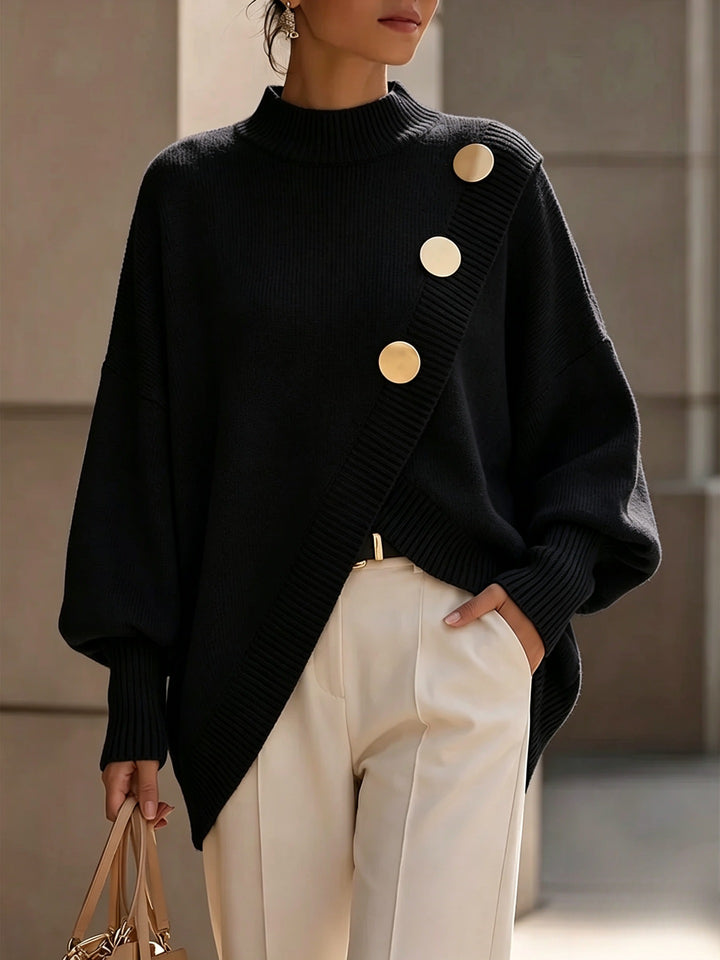 Colette Asymmetric Button Sweater