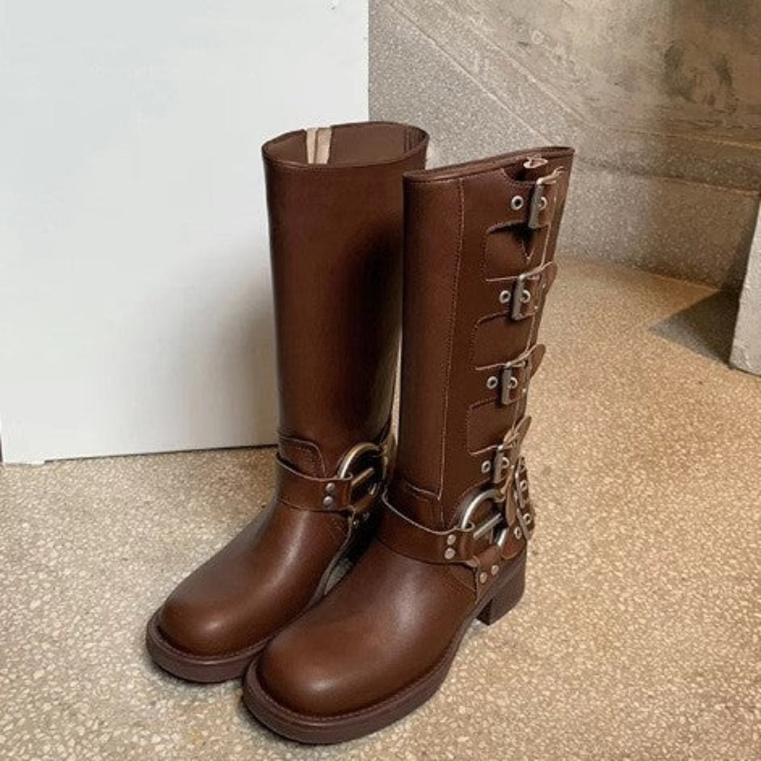 Potenciana™ | Classic Buckled Ankle Motorcycle Boots