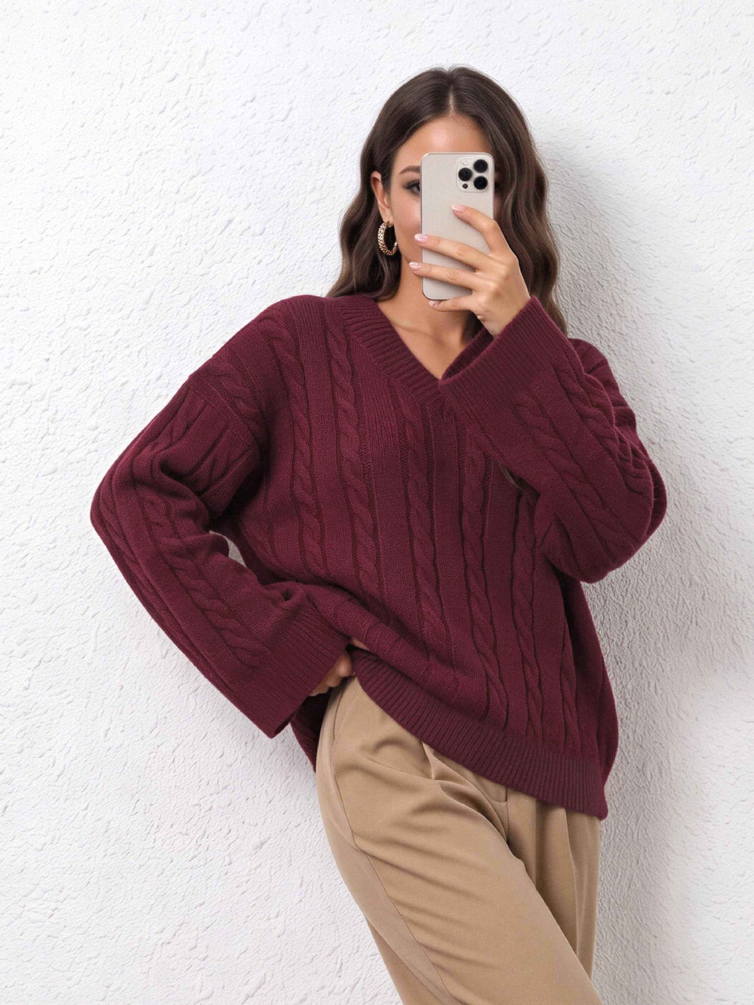 Rosamond Cable V-Neck Sweater