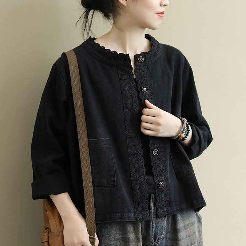 Hettie™ Scalloped-Trim Button Overshirt