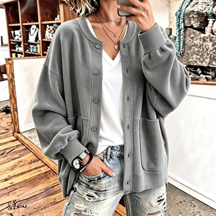 Rosie™ Oversized Ribbed Button Jacket