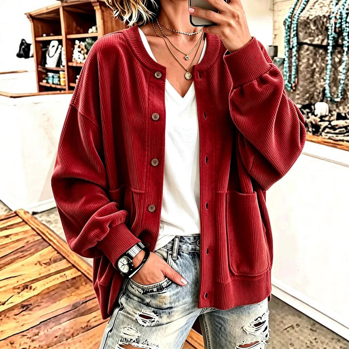 Rosie™ Oversized Ribbed Button Jacket